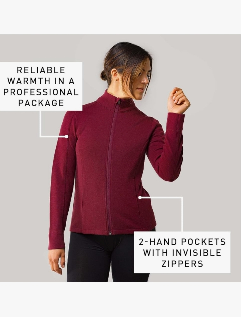 Ibex Women's Harvest Melange Full-Zip Jacket in Burgundy Size Large in Burgundy
